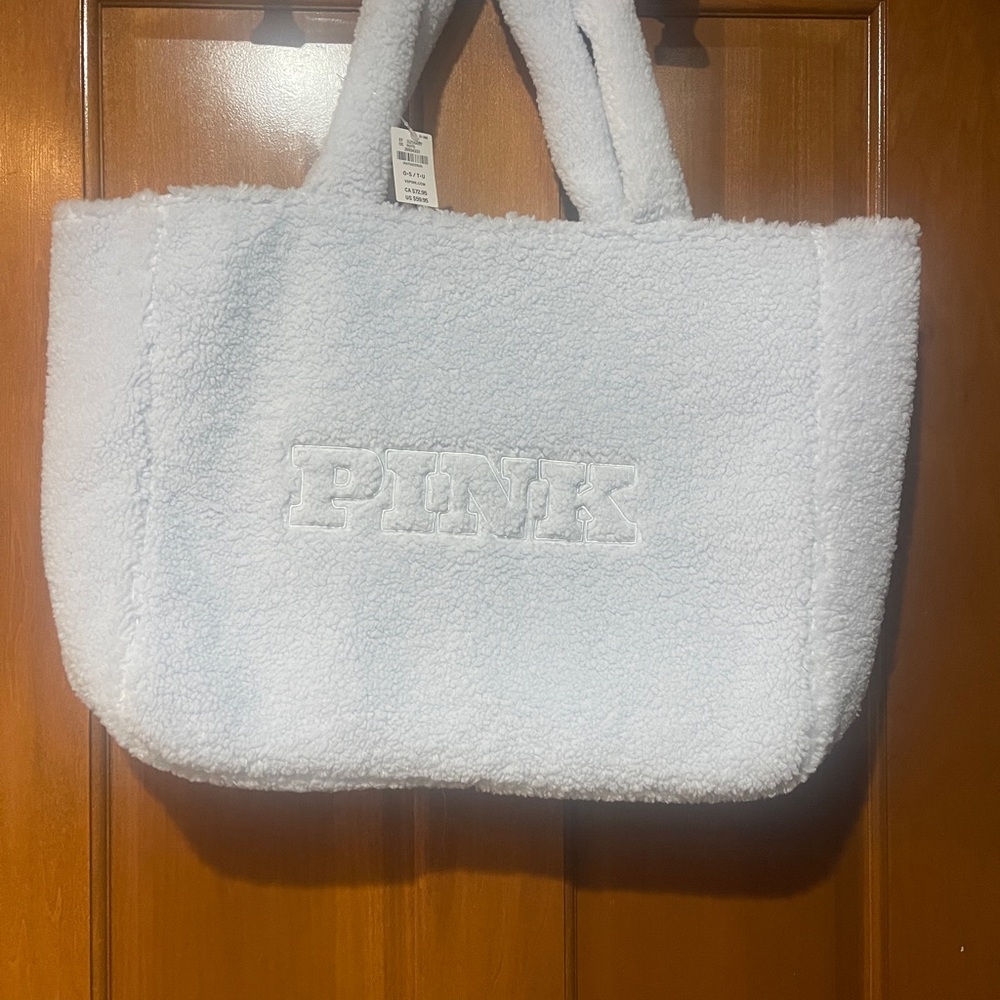 PINK Victoria's Secret Baby Blue Sherpa Tote Bag